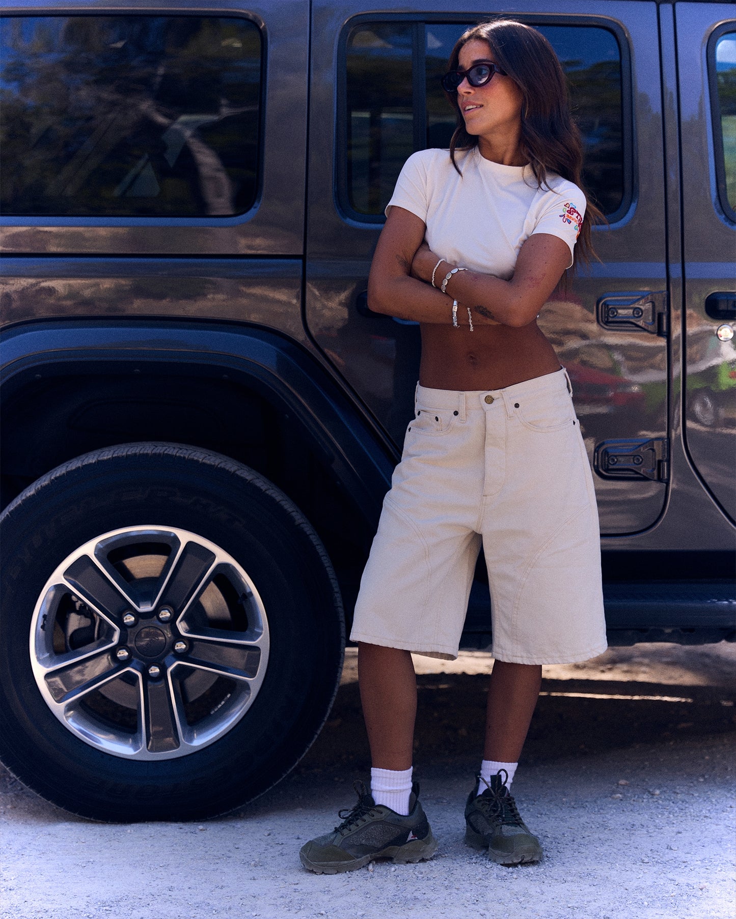 Faraiya Fitted Short T-shirt | White