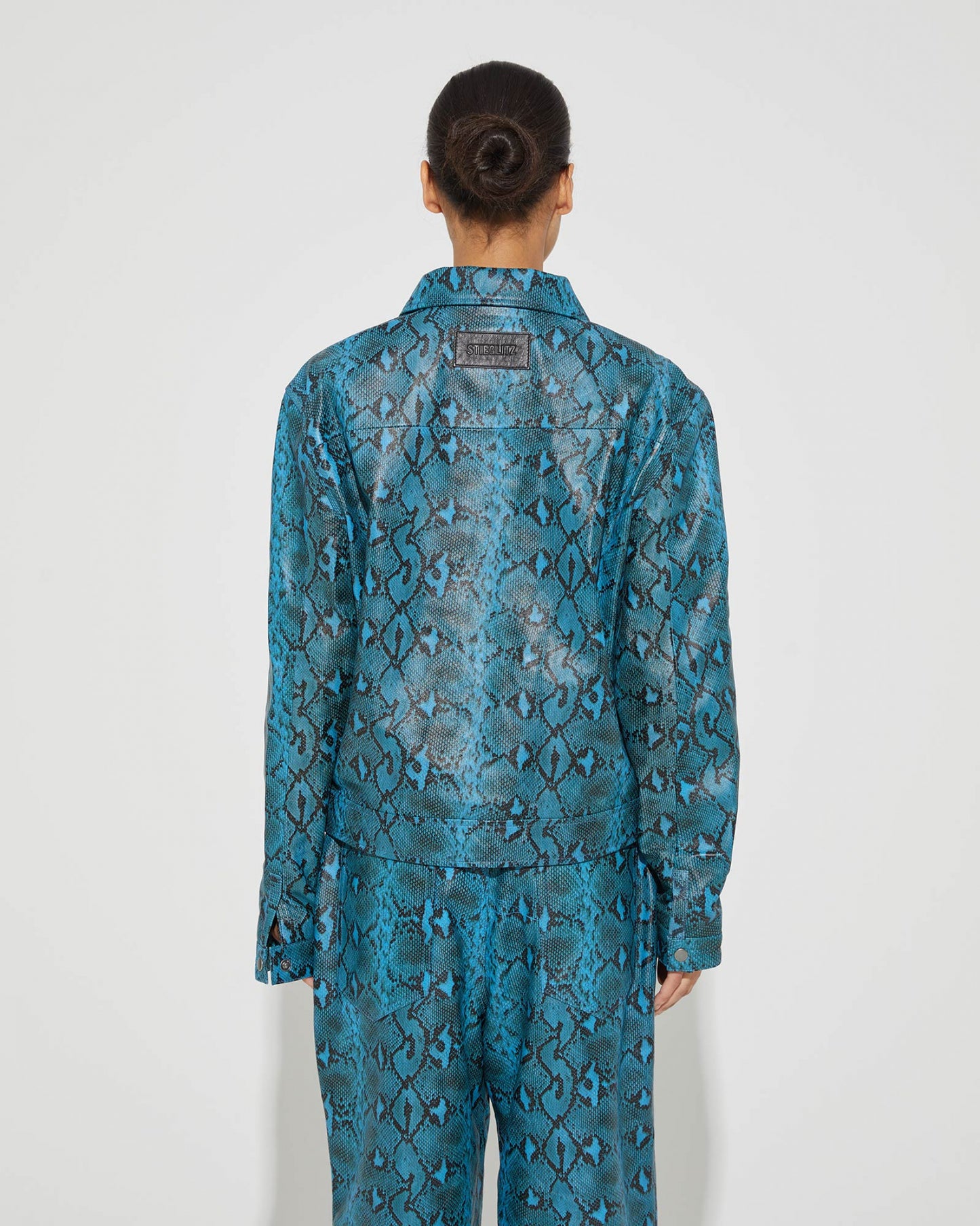Isobel Leren Jacket Blauw