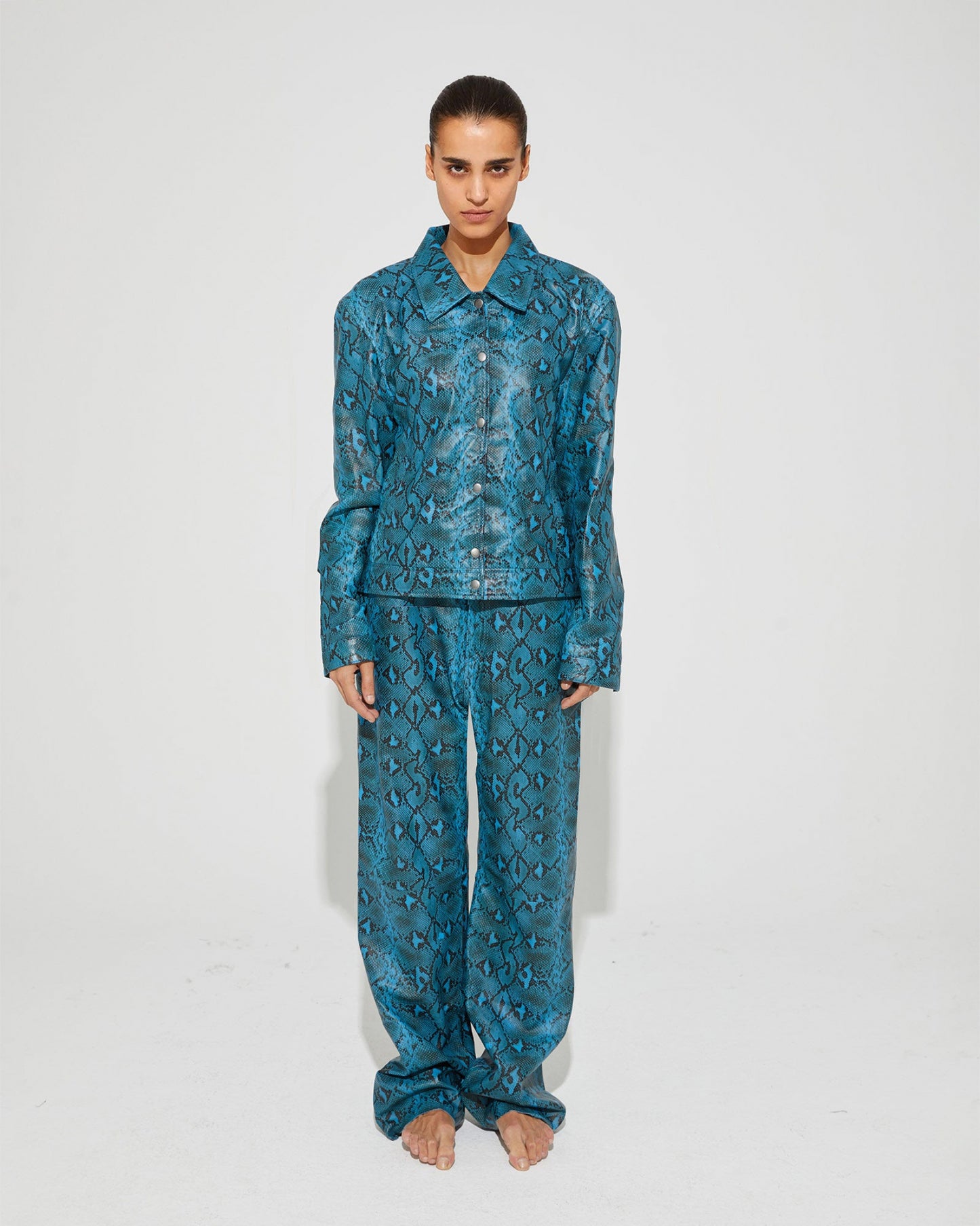 Isobel Leather Trousers Blue
