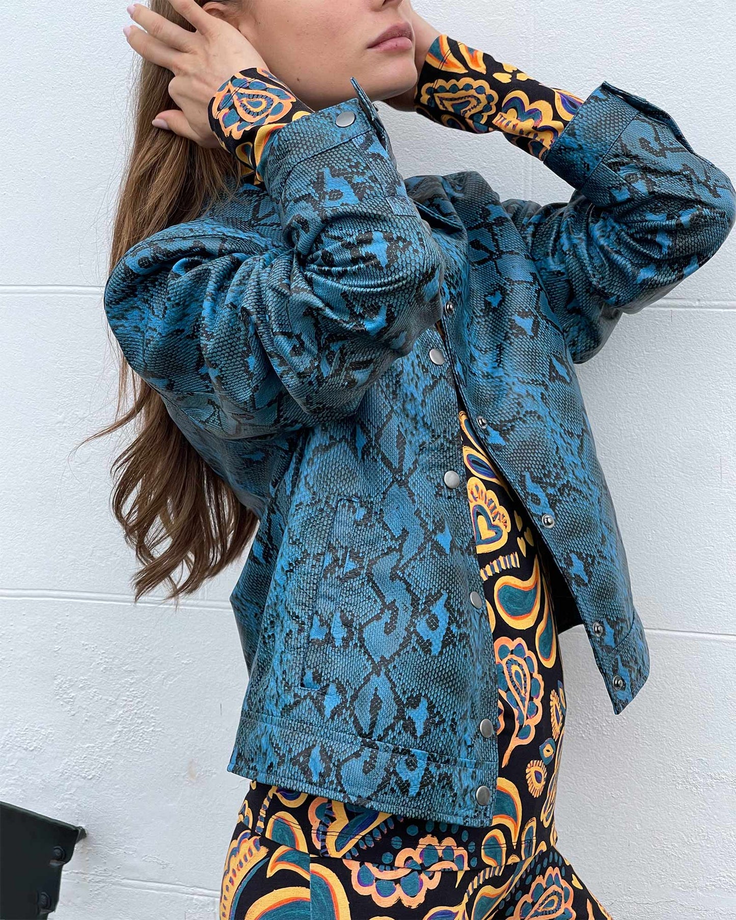 Isobel Leren Jacket Blauw