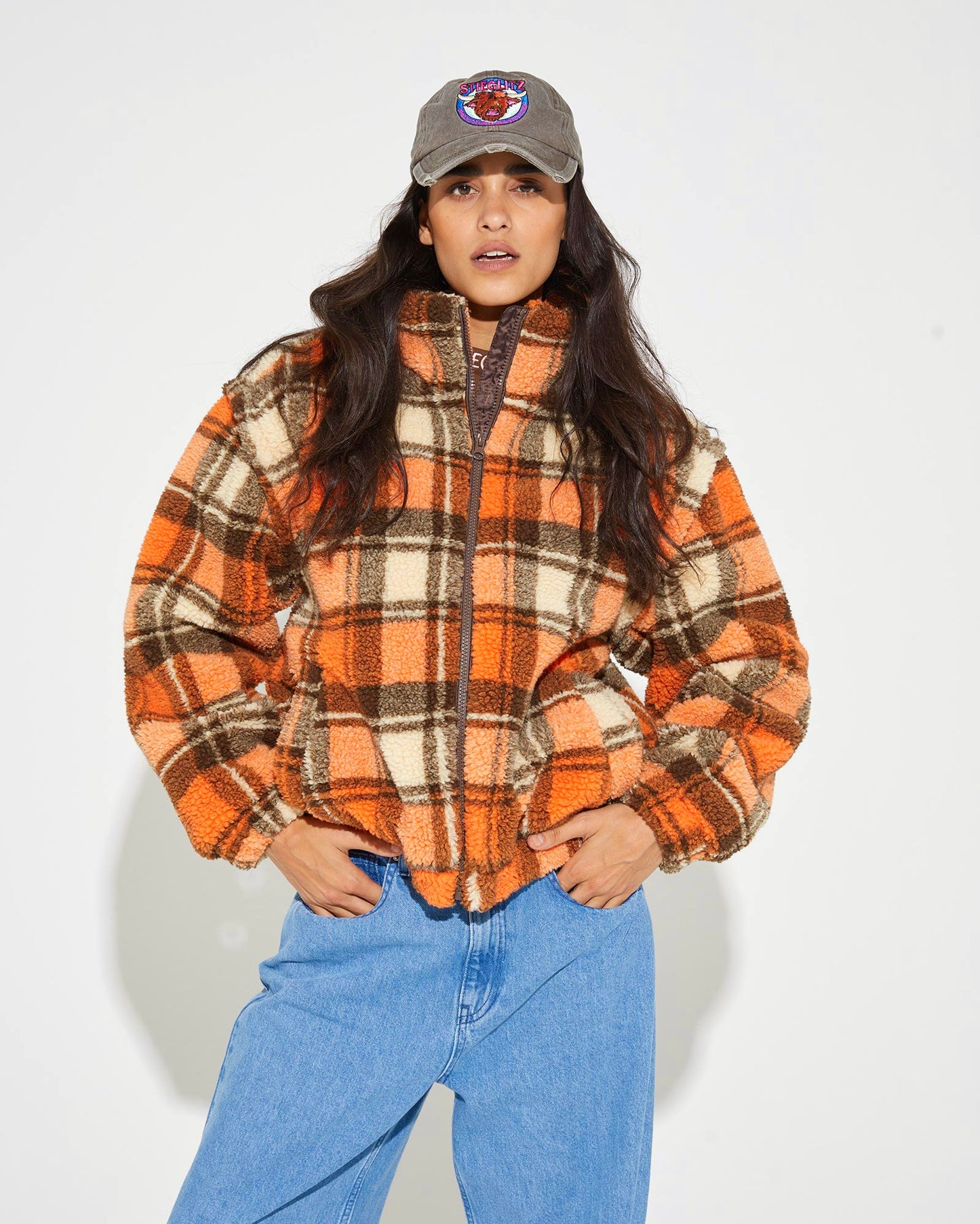 Zip Off Teddy Jacket Orange
