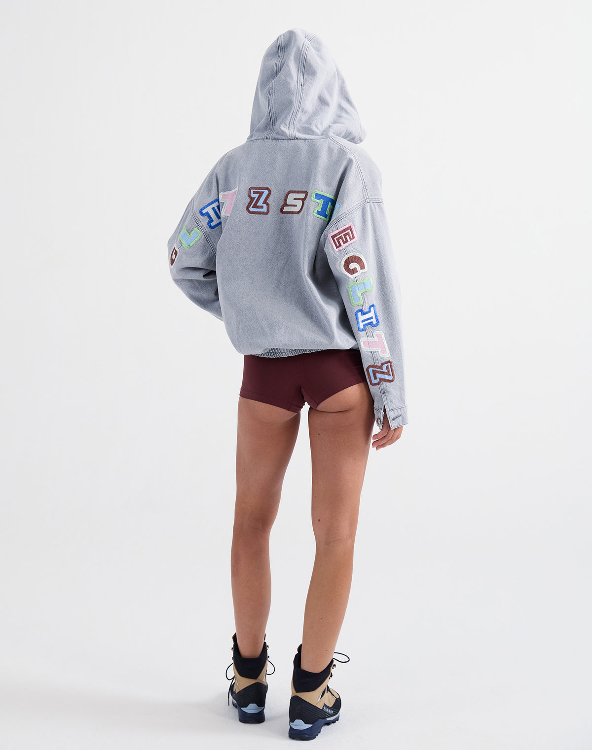 Ado Zipped Denim Hoodie | Grey