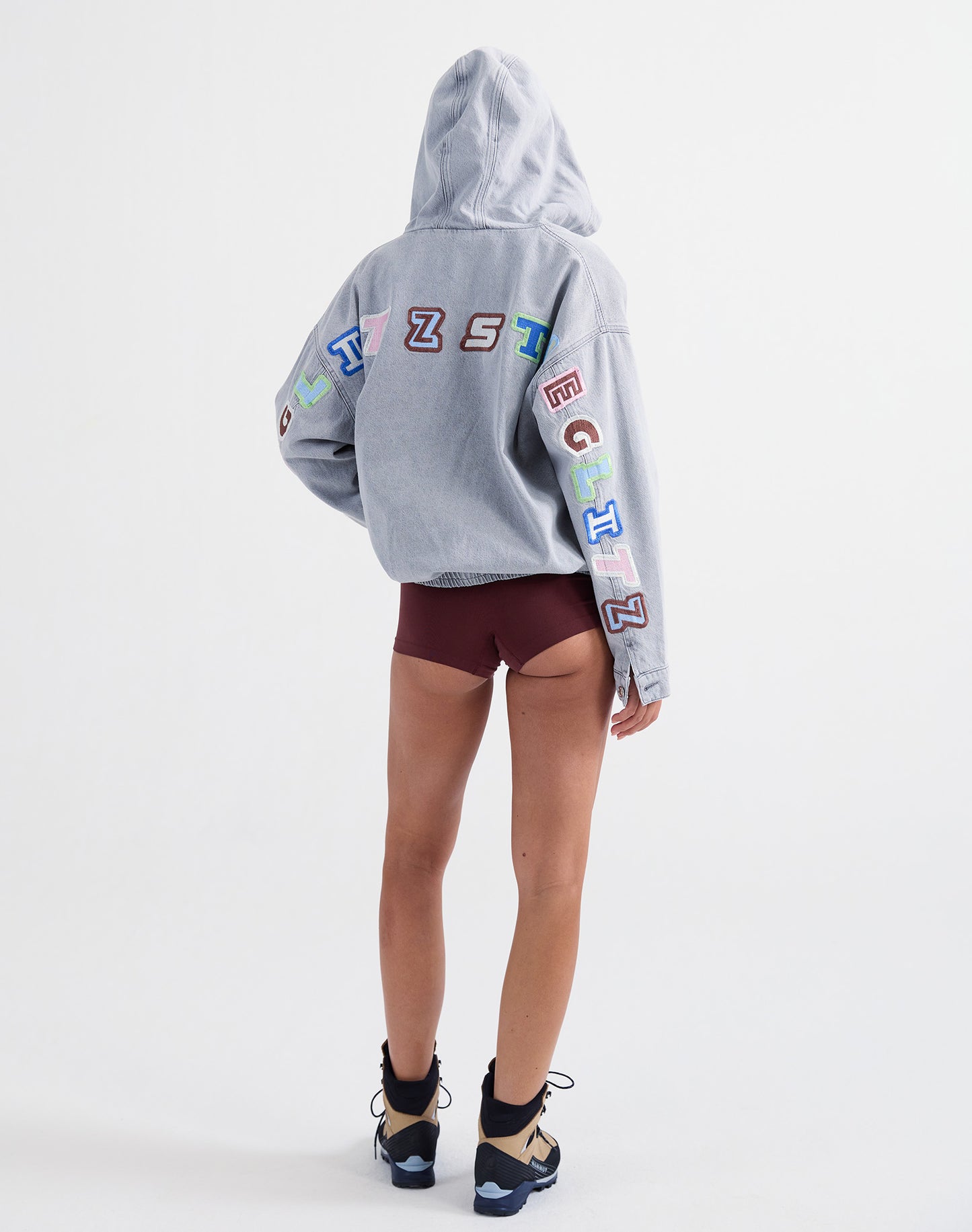 Ado Zipped Denim Hoodie | Grey