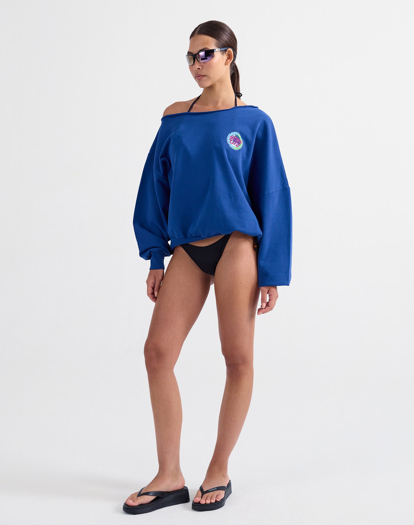 Maik Off-Shoulder Sweater | Blue