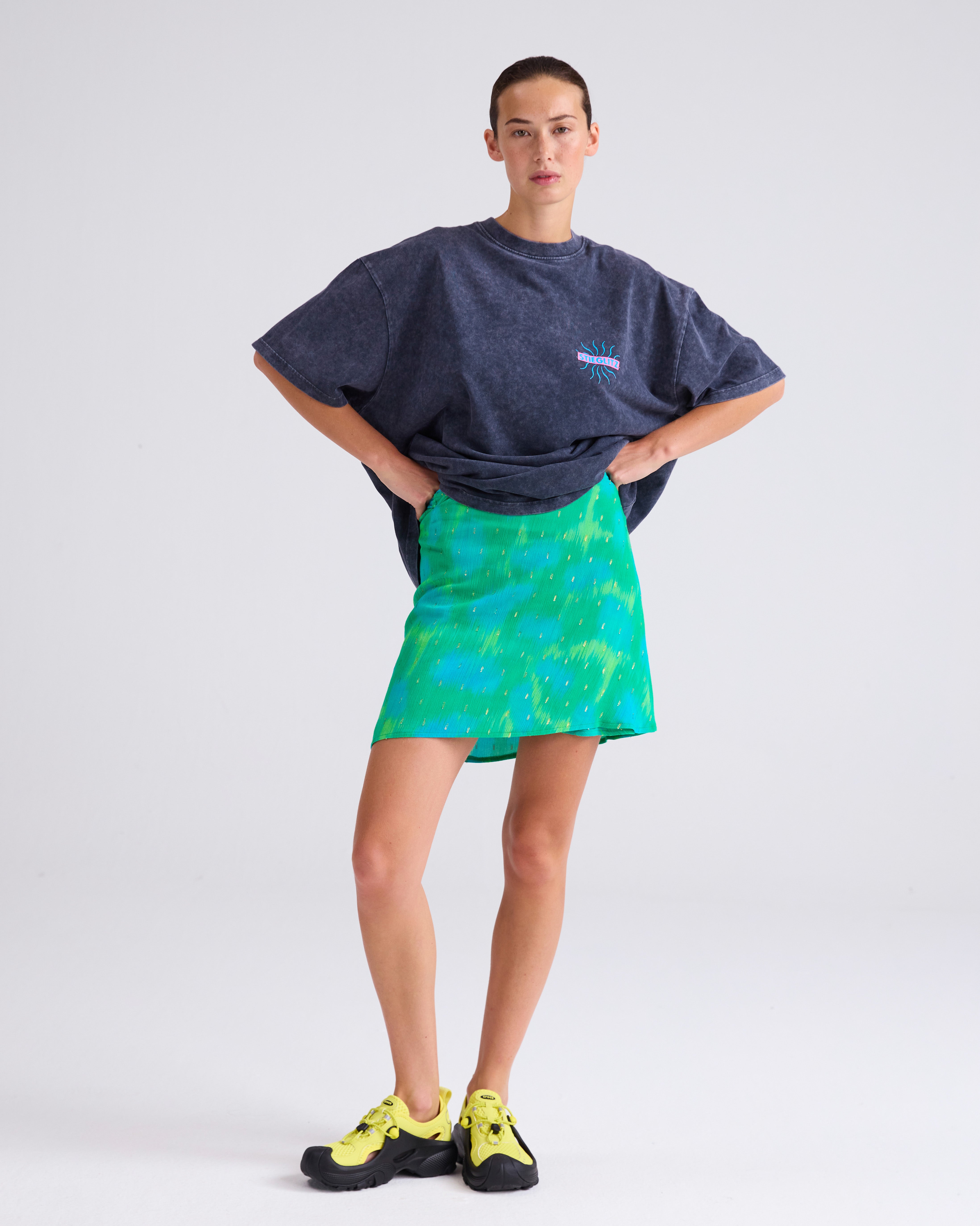 Cheryl Wrap Skirt – Green & Pink | Stieglitz - STIEGLITZ