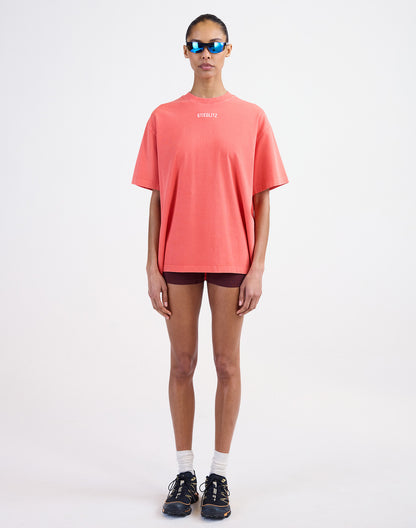 Basic Worn-out Oversized T-shirt | Coral