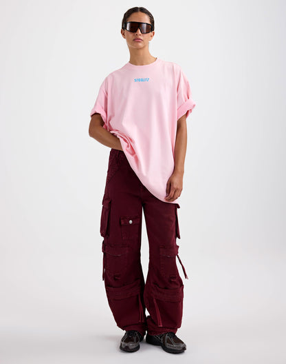 Basic Worn-out Oversized T-shirt | Pink