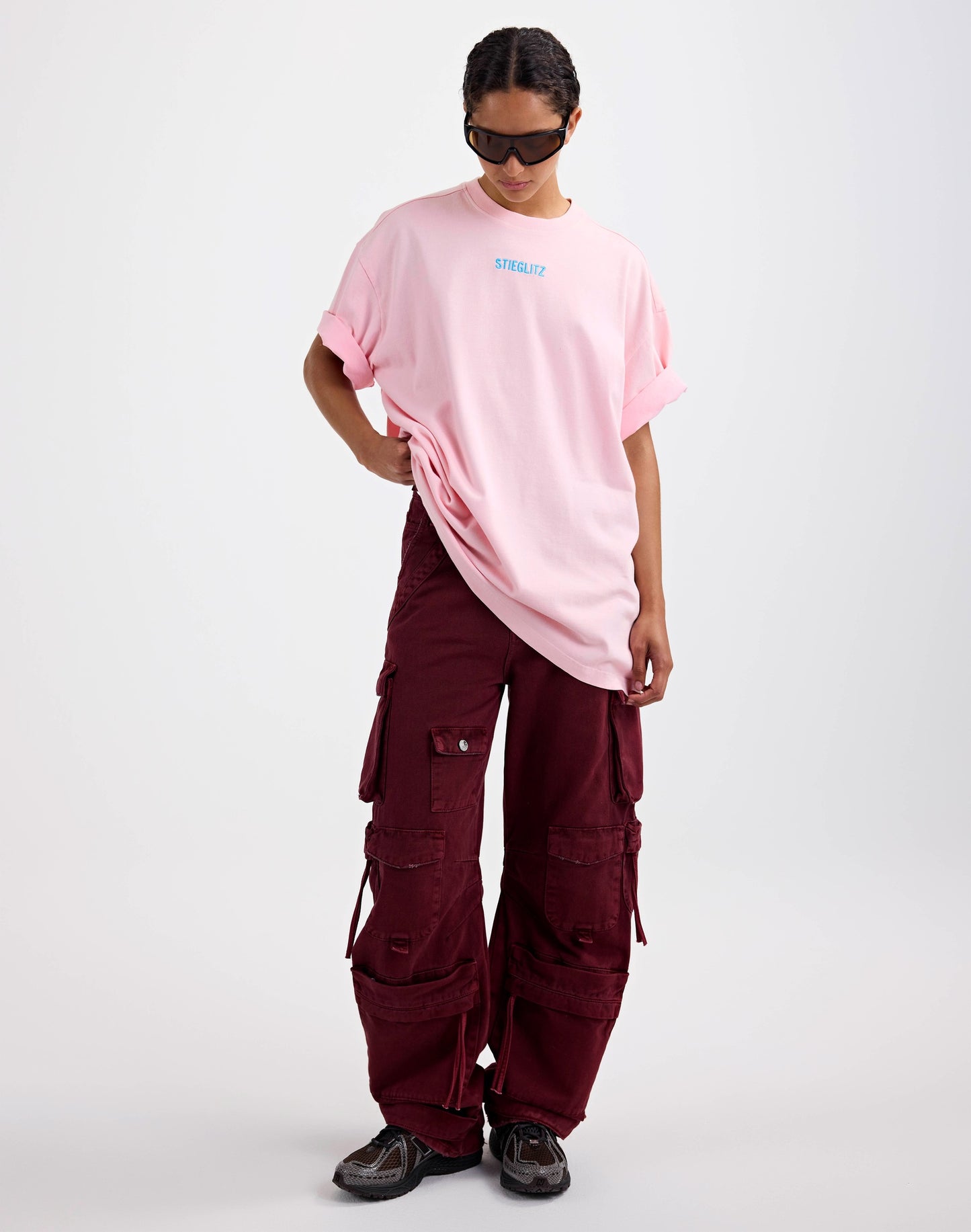 Basic Worn-out Oversized T-shirt | Pink