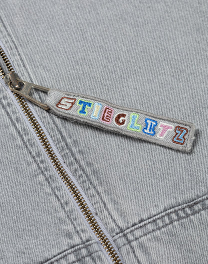 Ado Zipped Denim Hoodie | Grey