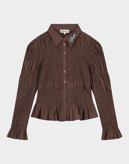 Andrea Smocked Blouse | Brown