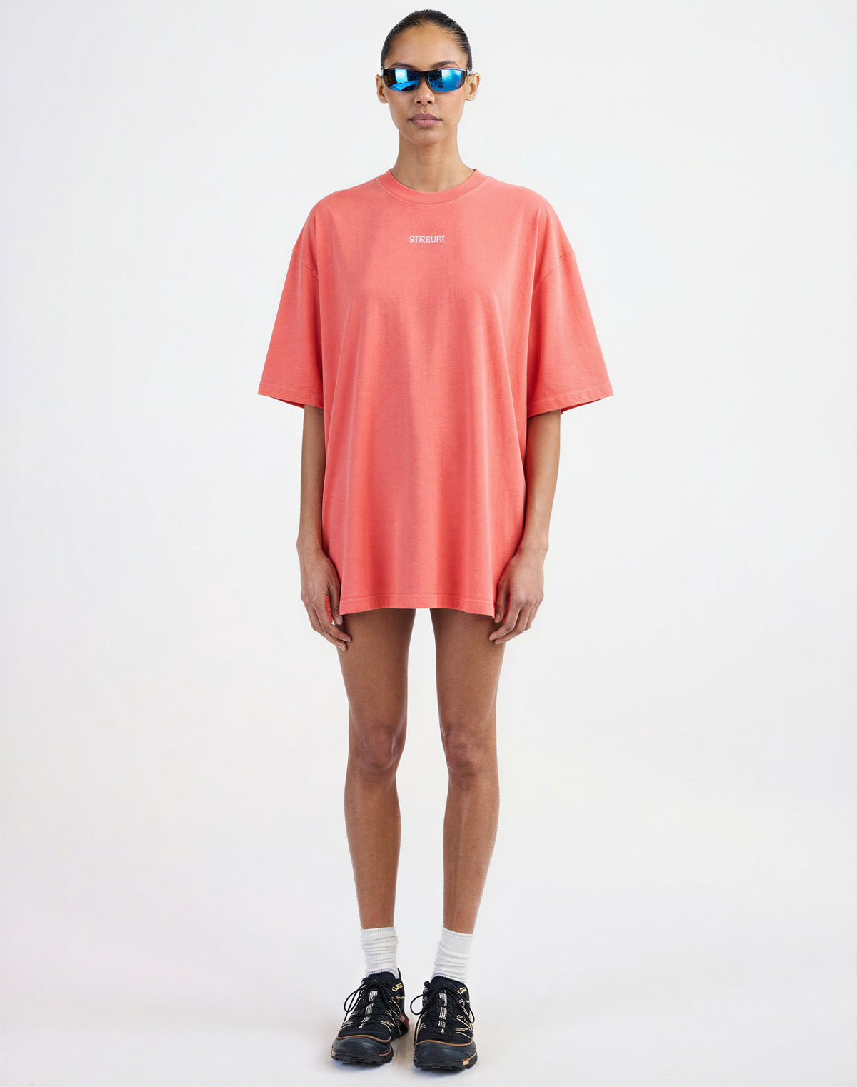 Basic Worn-out Oversized T-shirt | Coral
