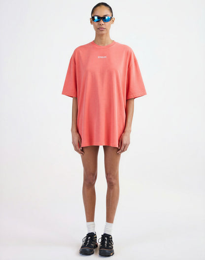 Basic Worn-out Oversized T-shirt | Coral