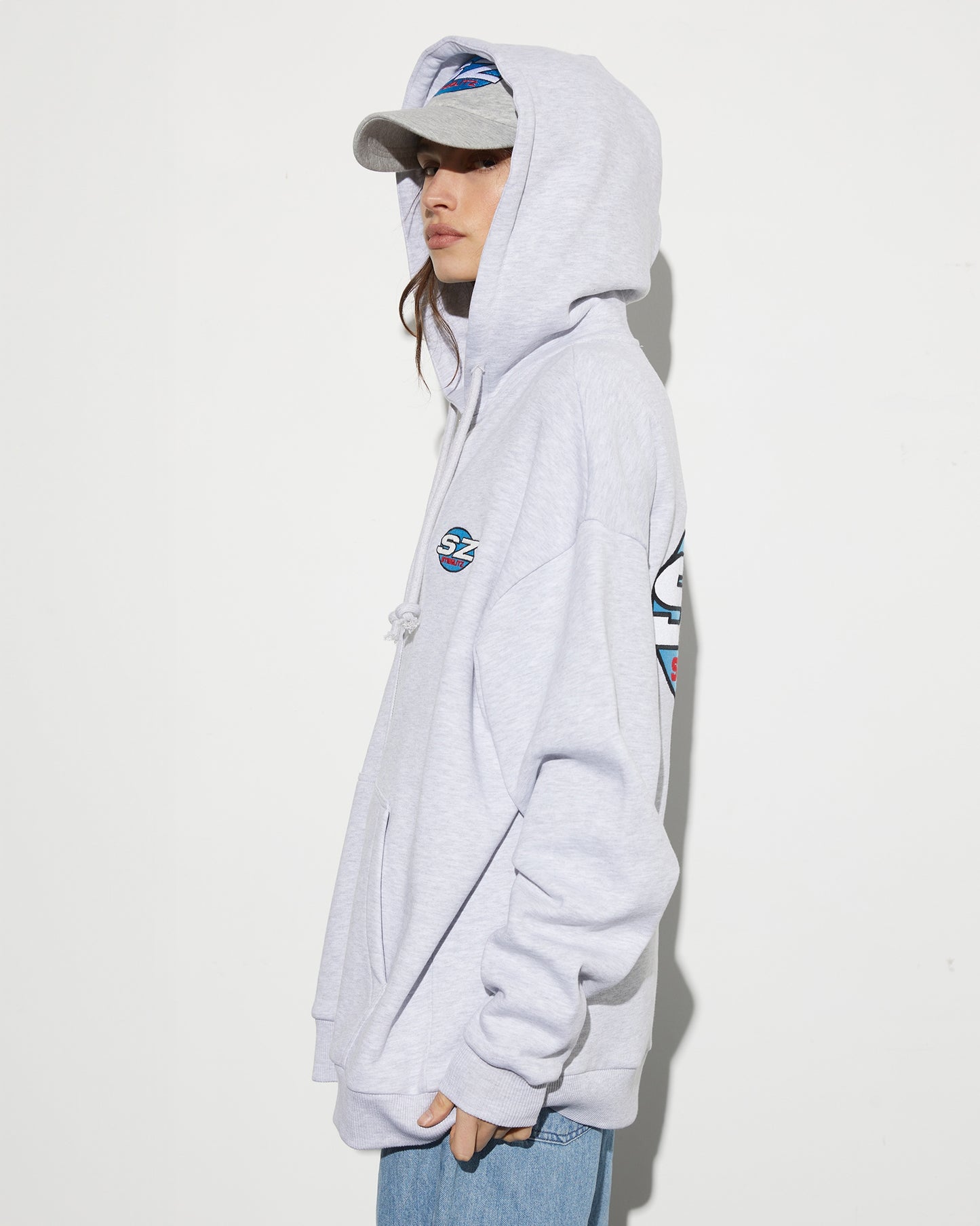 Boris Zipped Hoodie | Melange grey