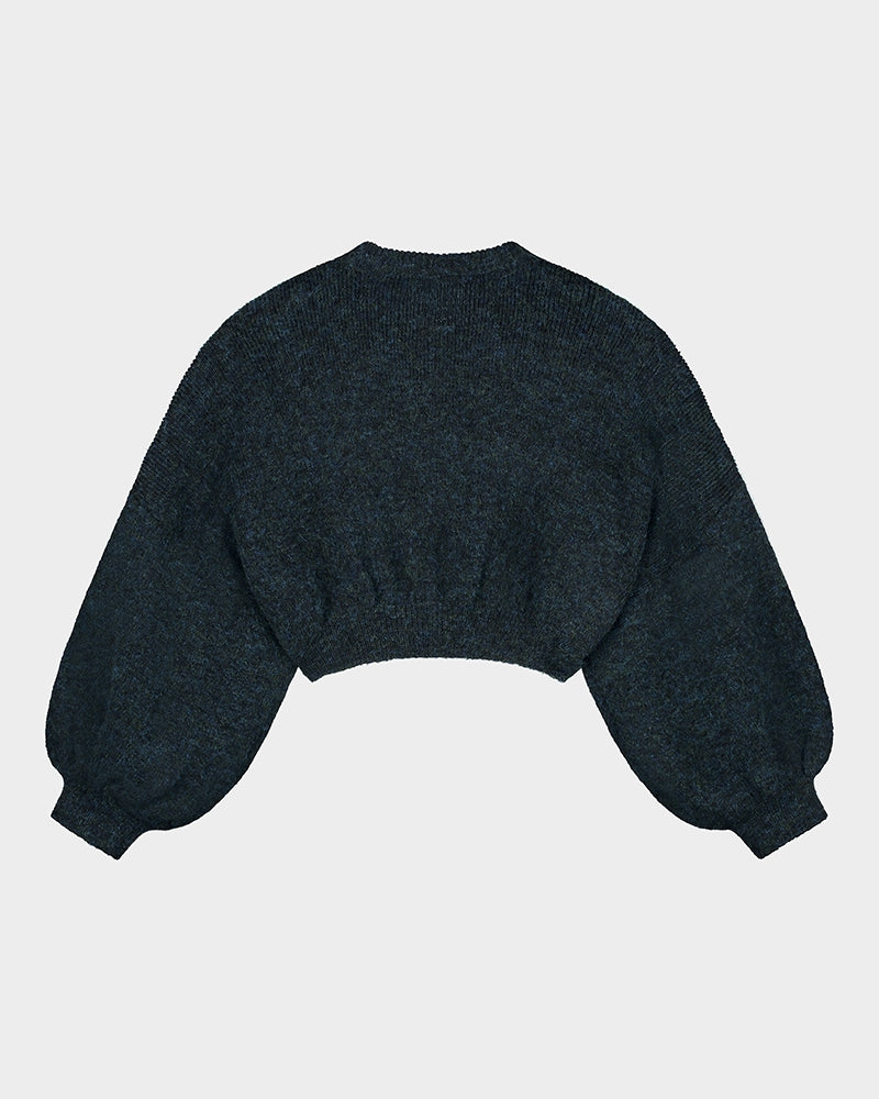 Camille Cropped Knitted Sweater | Black
