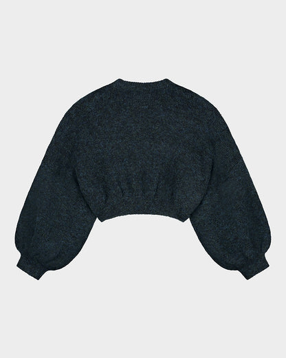Camille Cropped Knitted Sweater | Black
