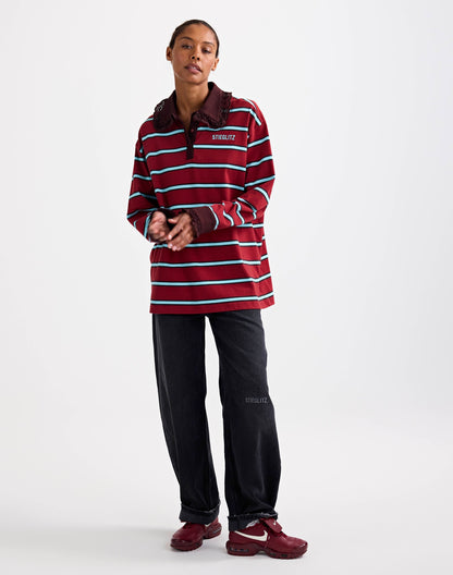 Cira Polo Longsleeve Lace Cuff | Merlot