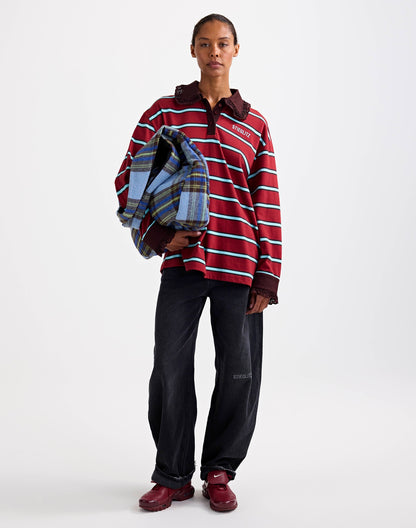 Cira Polo Longsleeve Lace Cuff | Merlot