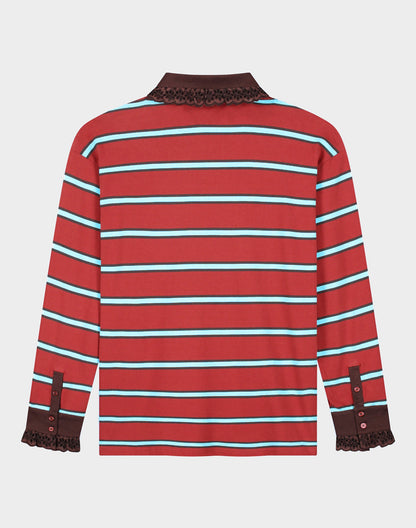 Cira Polo Longsleeve Lace Cuff | Merlot
