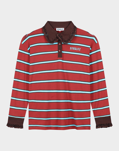 Cira Polo Longsleeve Lace Cuff | Merlot