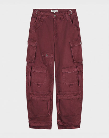 Franca Balloon Cargo Jeans | Red