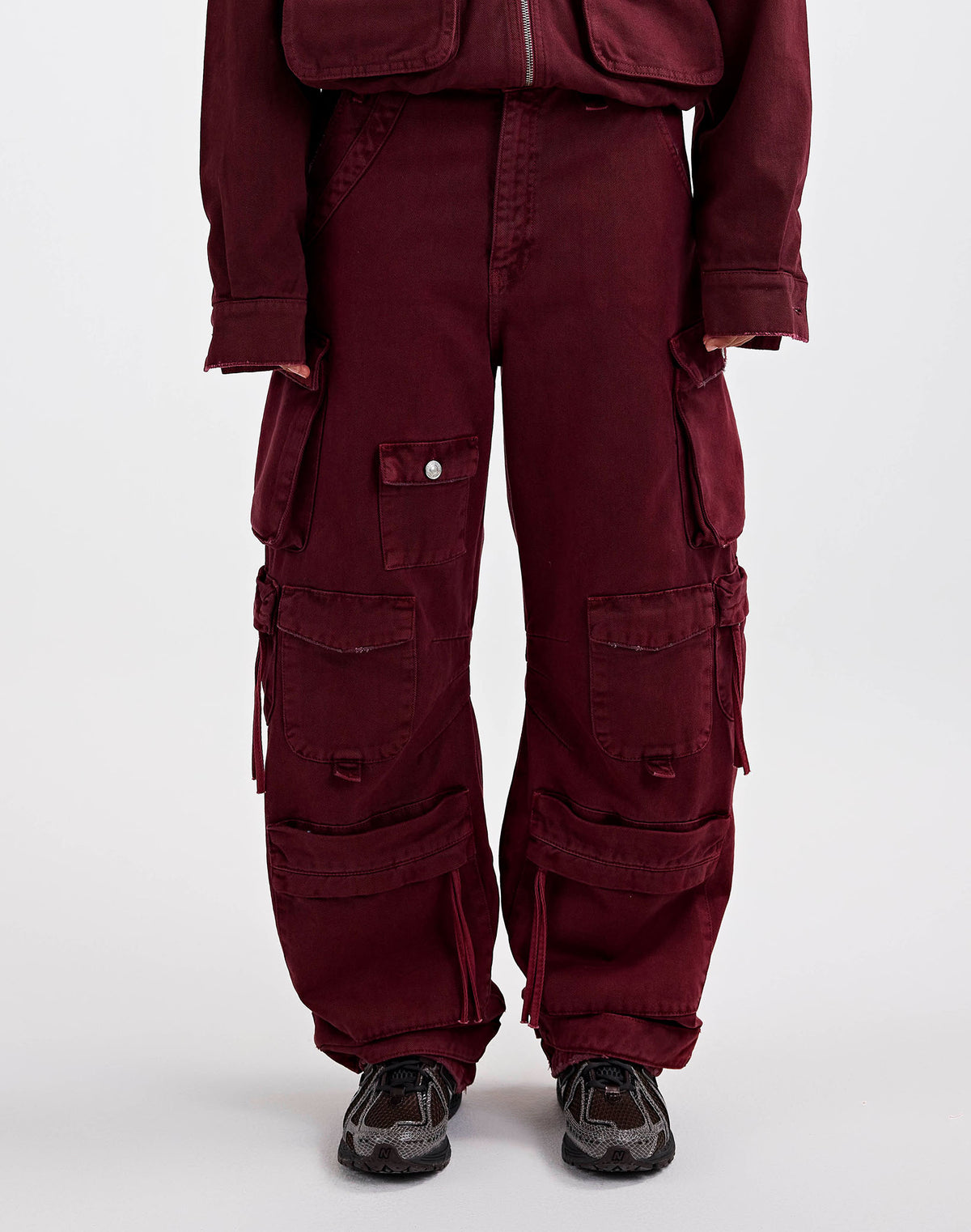 Franca Balloon Cargo Jeans | Red