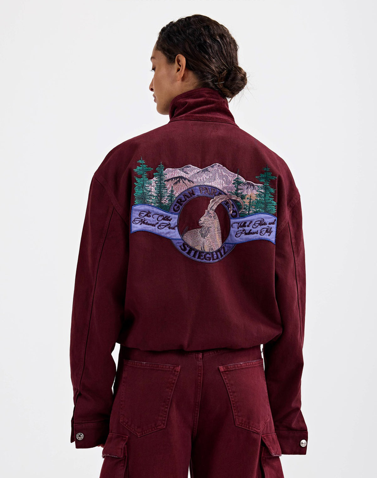 Gianna Denim Bomber Jacket | Red