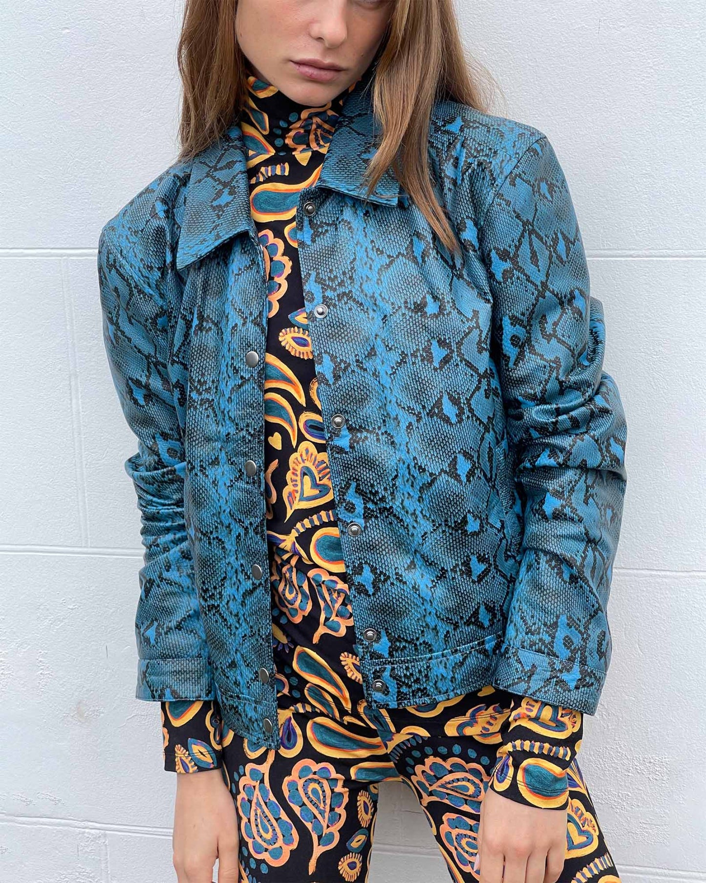 Isobel Leren Jacket Blauw