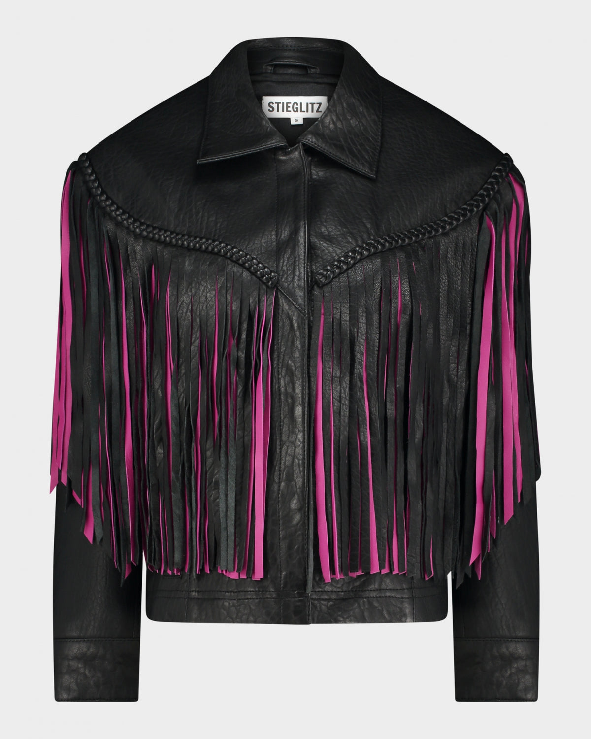Janez Leather Fringe Jacket | Black