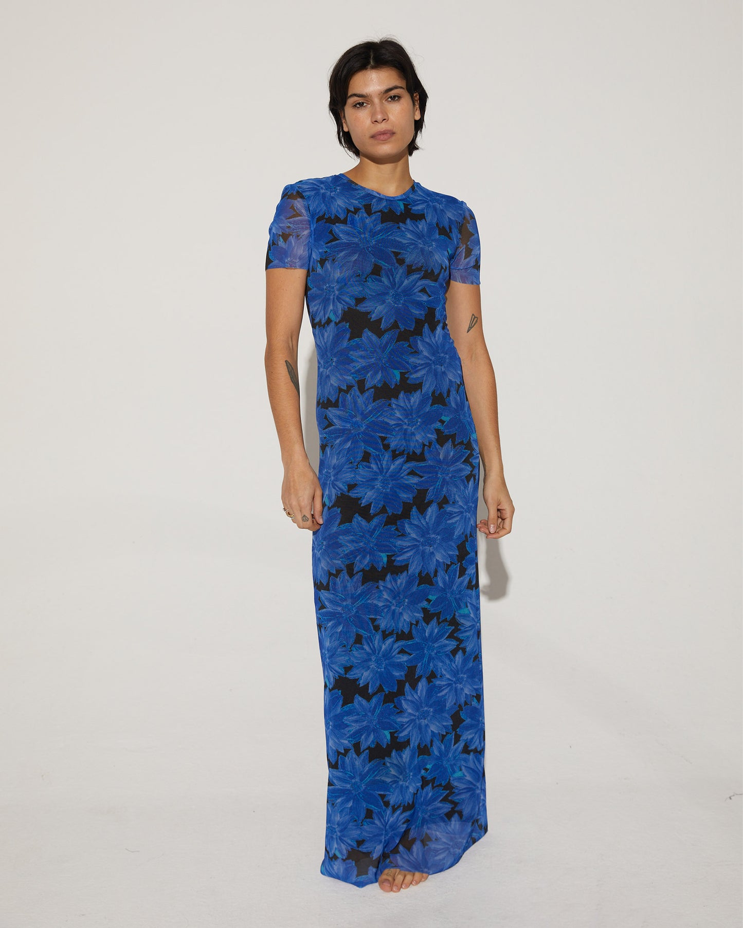 Joan Mesh Dress Blue