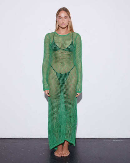 Knitted Crochet Jurk | Green