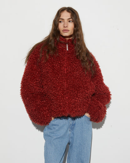 Milana Cropped Fluffy Puffer | Brown