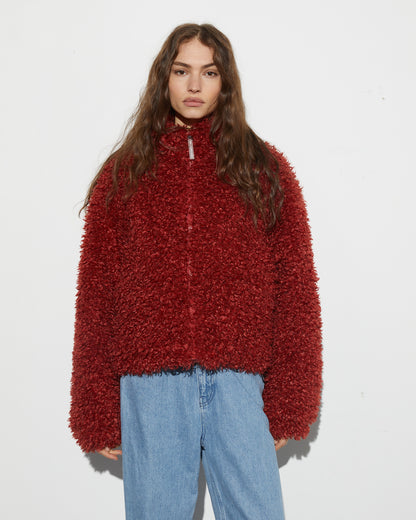 Milana Cropped Fluffy Puffer | Brown