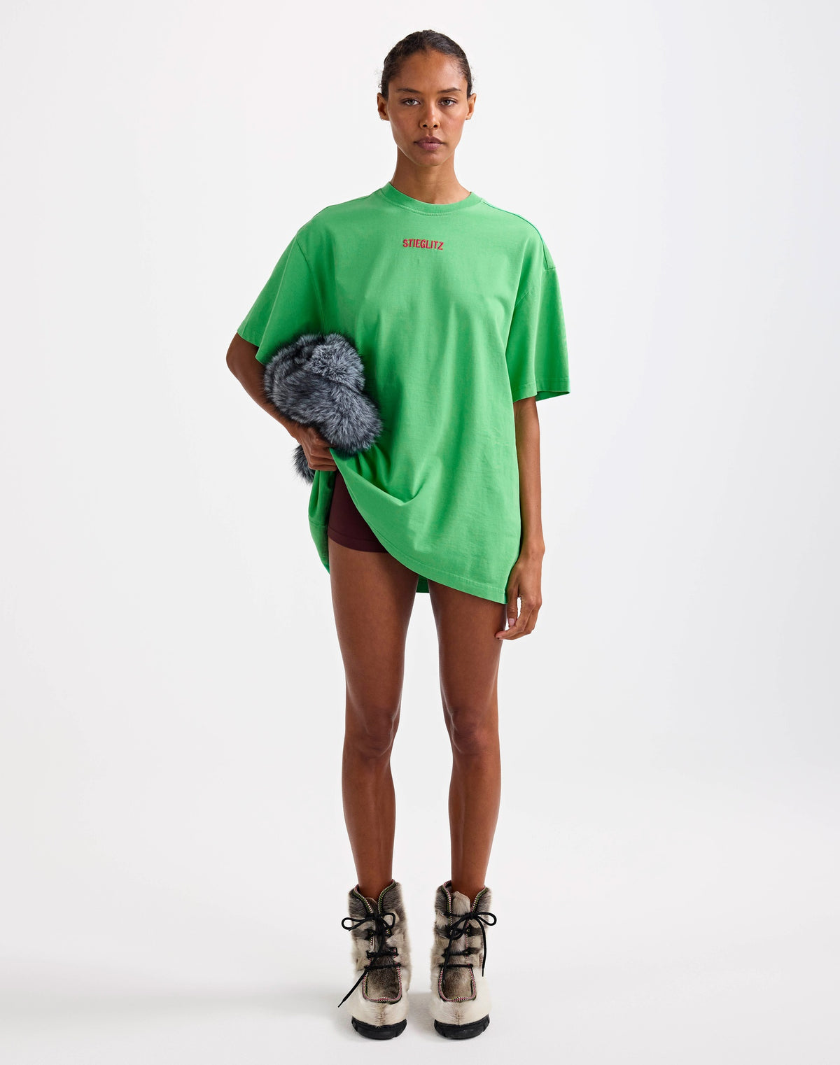 Basic Worn-out Oversized T-shirt | Green