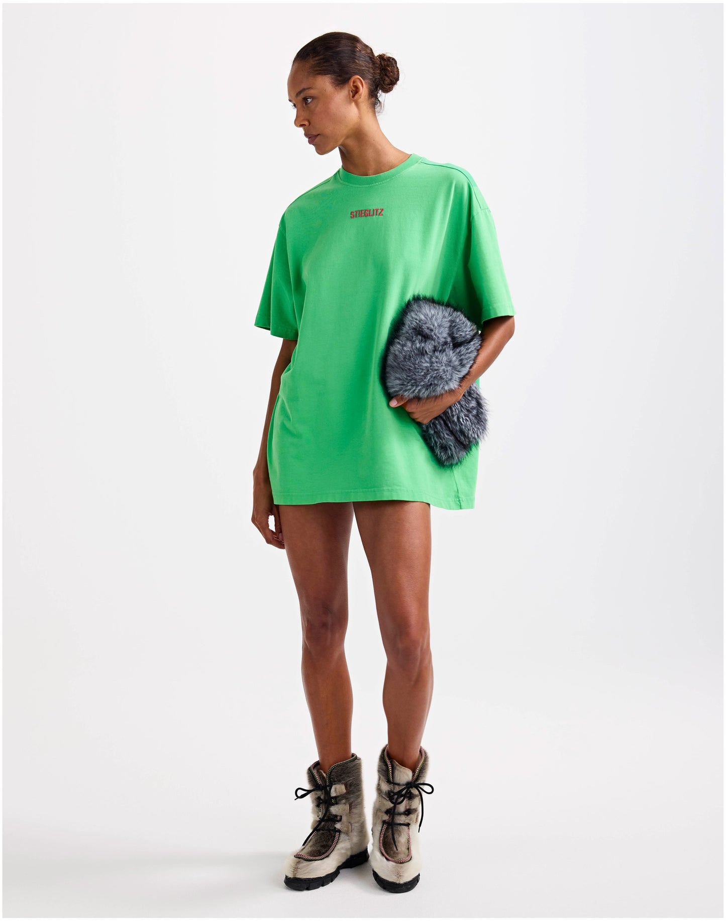 Basic Worn-out Oversized T-shirt | Green
