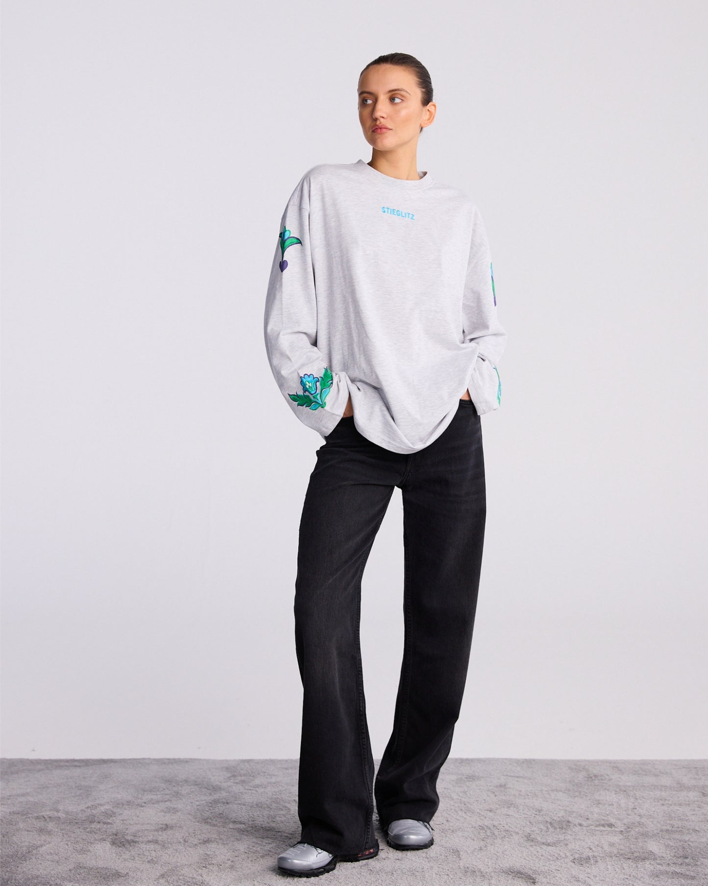 Renata Wide Skate Longsleeve | Melange grey