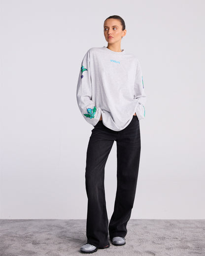 Renata Wide Skate Longsleeve | Melange grey