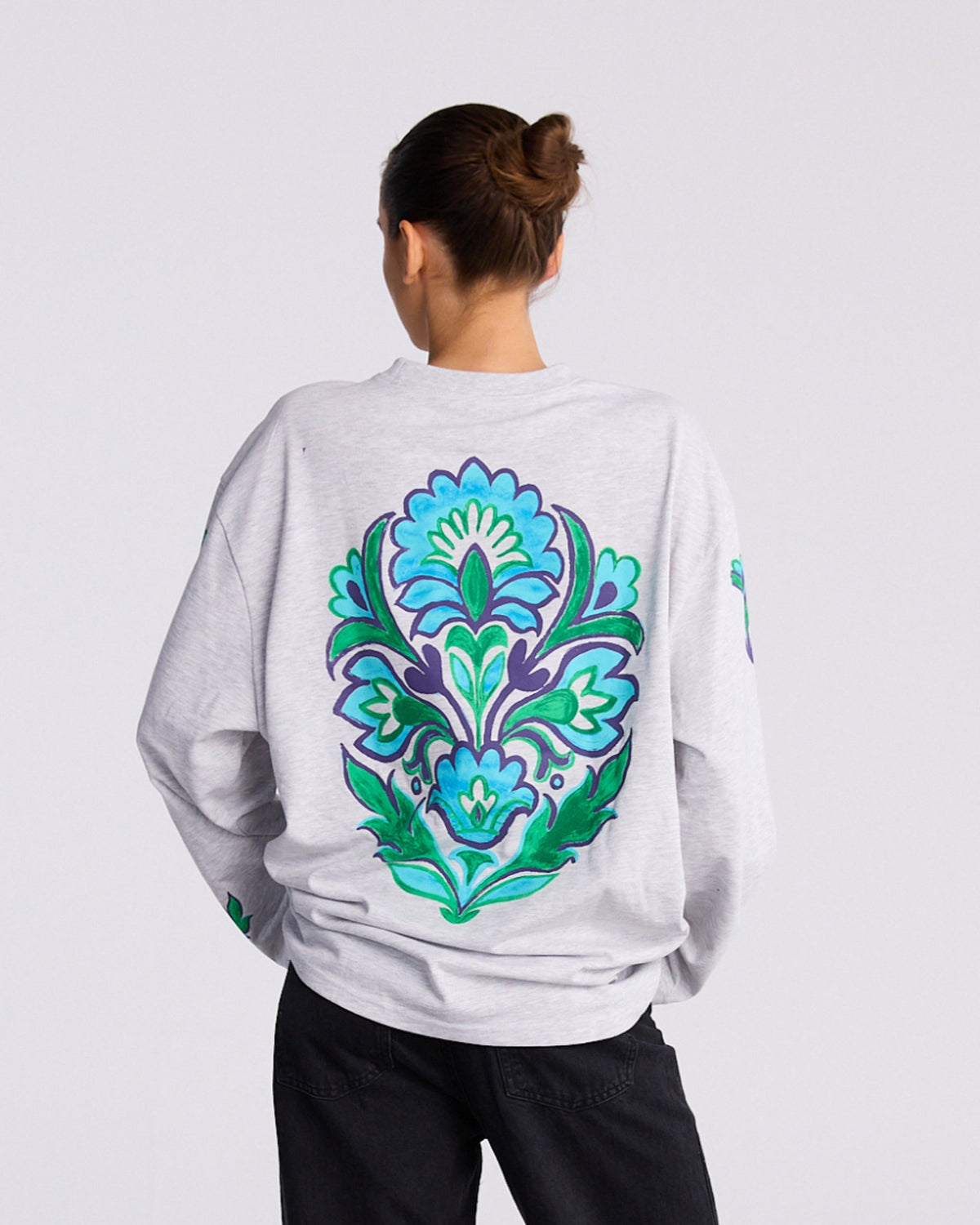 Renata Wide Skate Longsleeve | Melange grey