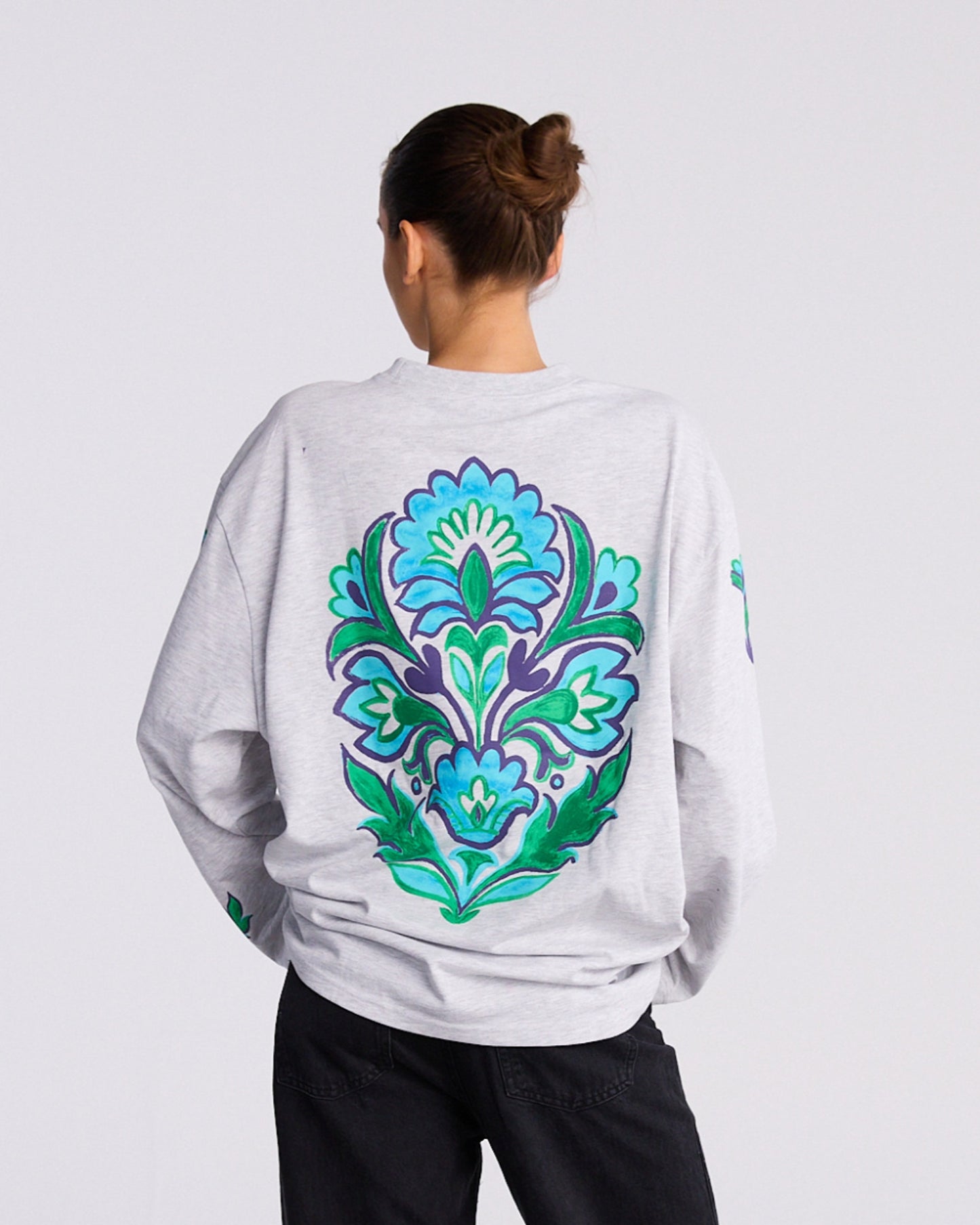 Renata Wide Skate Longsleeve | Melange grey