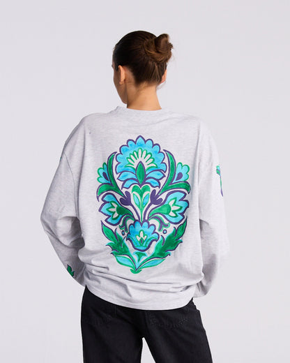 Renata Wide Skate Longsleeve | Melange grey