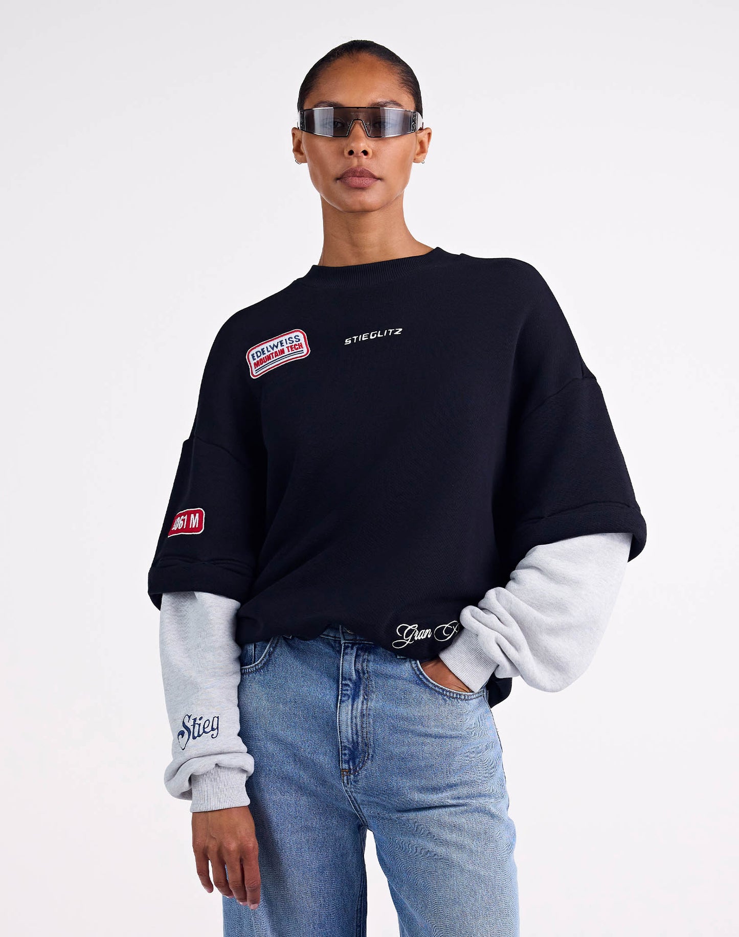Mikky Sweater Double Sleeve | Black