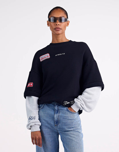 Mikky Sweater Double Sleeve | Black