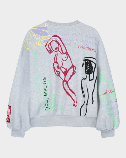 Sisters Oversized Sweater | Melange grey