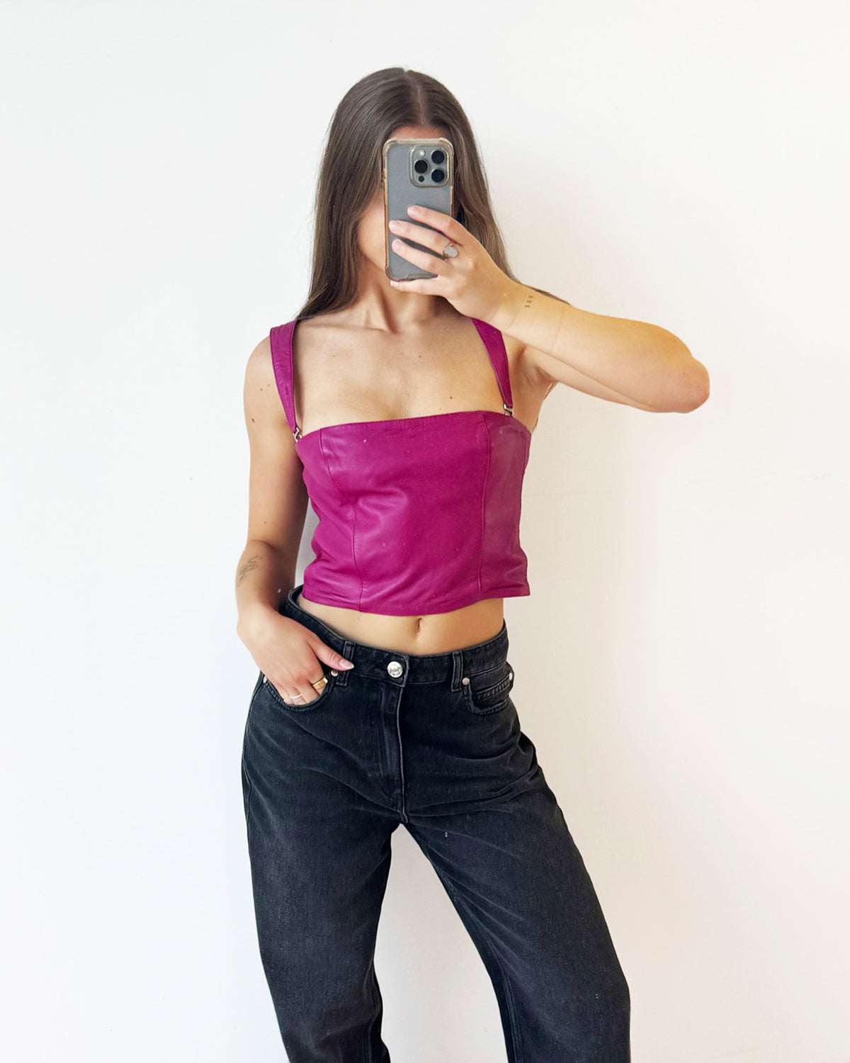 Treasure Room Leather Top | Pink