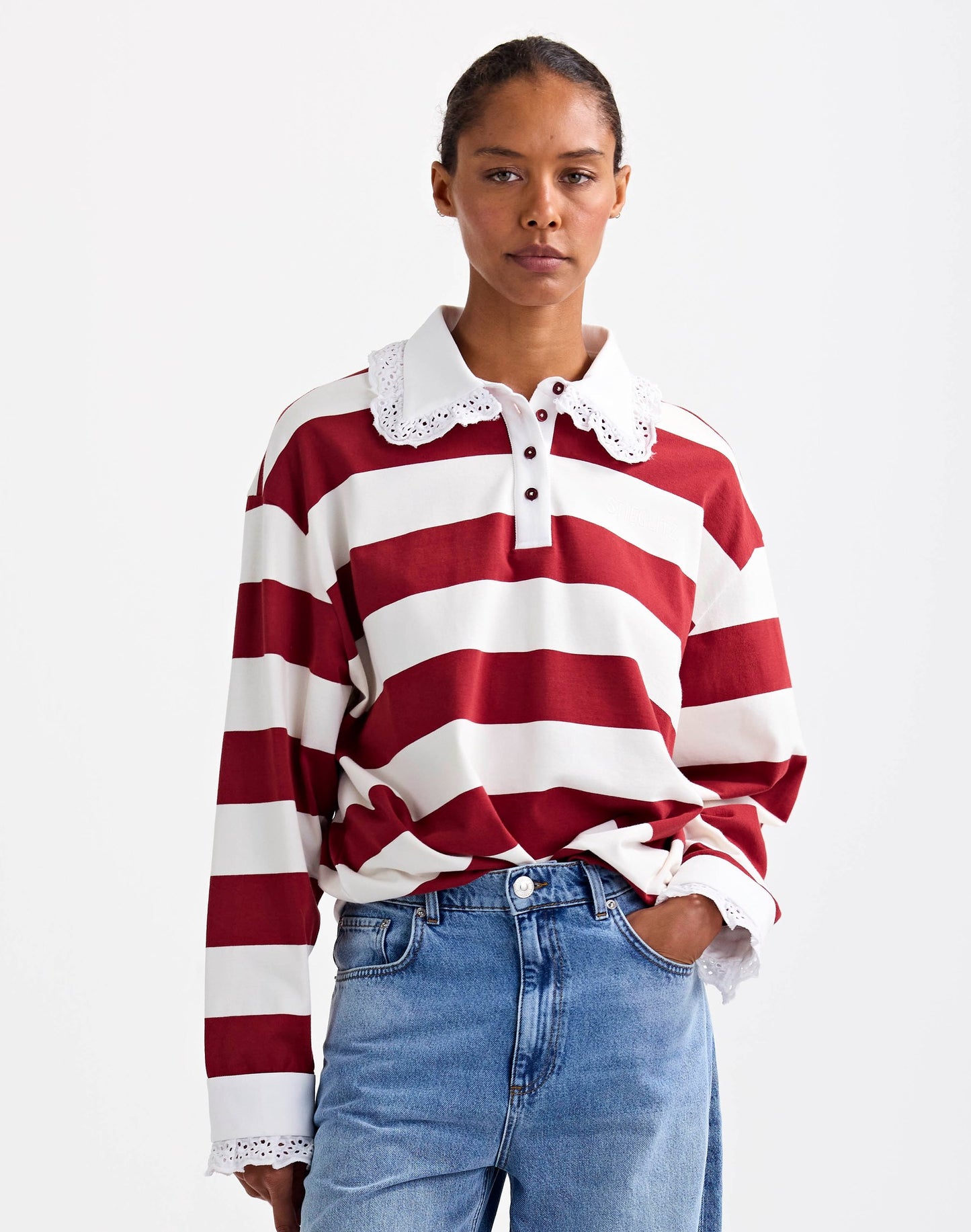 Zelina Polo Longsleeve Lace Cuff | Brown