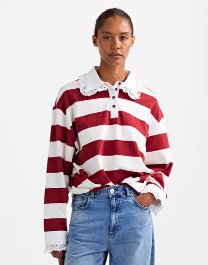 Zelina Polo Longsleeve Lace Cuff | Brown