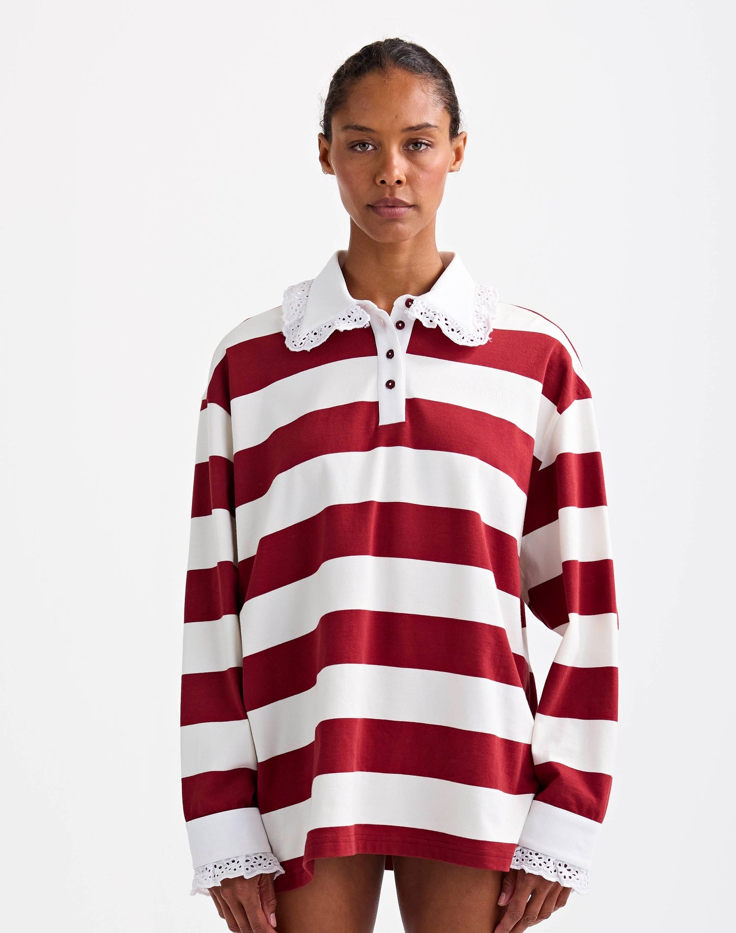 Zelina Polo Longsleeve Lace Cuff | Brown