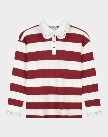 Zelina Polo Longsleeve Lace Cuff | Brown