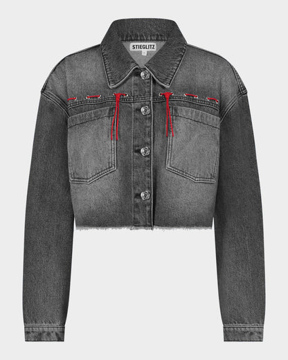 Jolie Cropped Jeans Jacket | Black