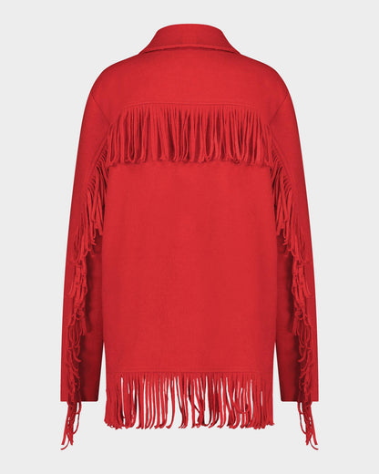Wool Fringe Jacket Red