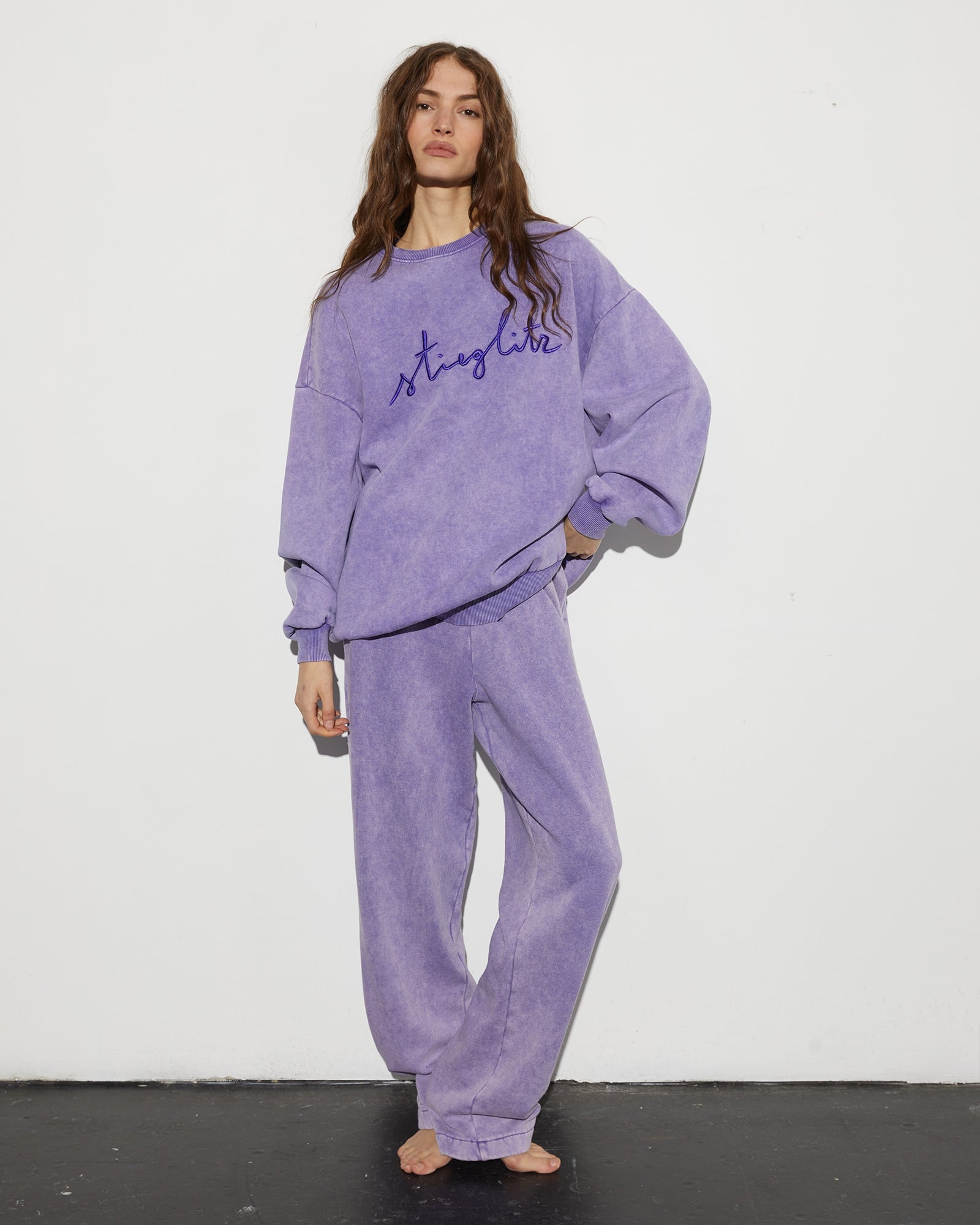 Purple sweat outfit sale